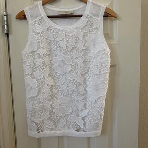 LOFT White Floral Lace Tank Top